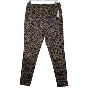 NWT Nine West gramercy skinny cheetah print jeans womens 10 boho chic festival